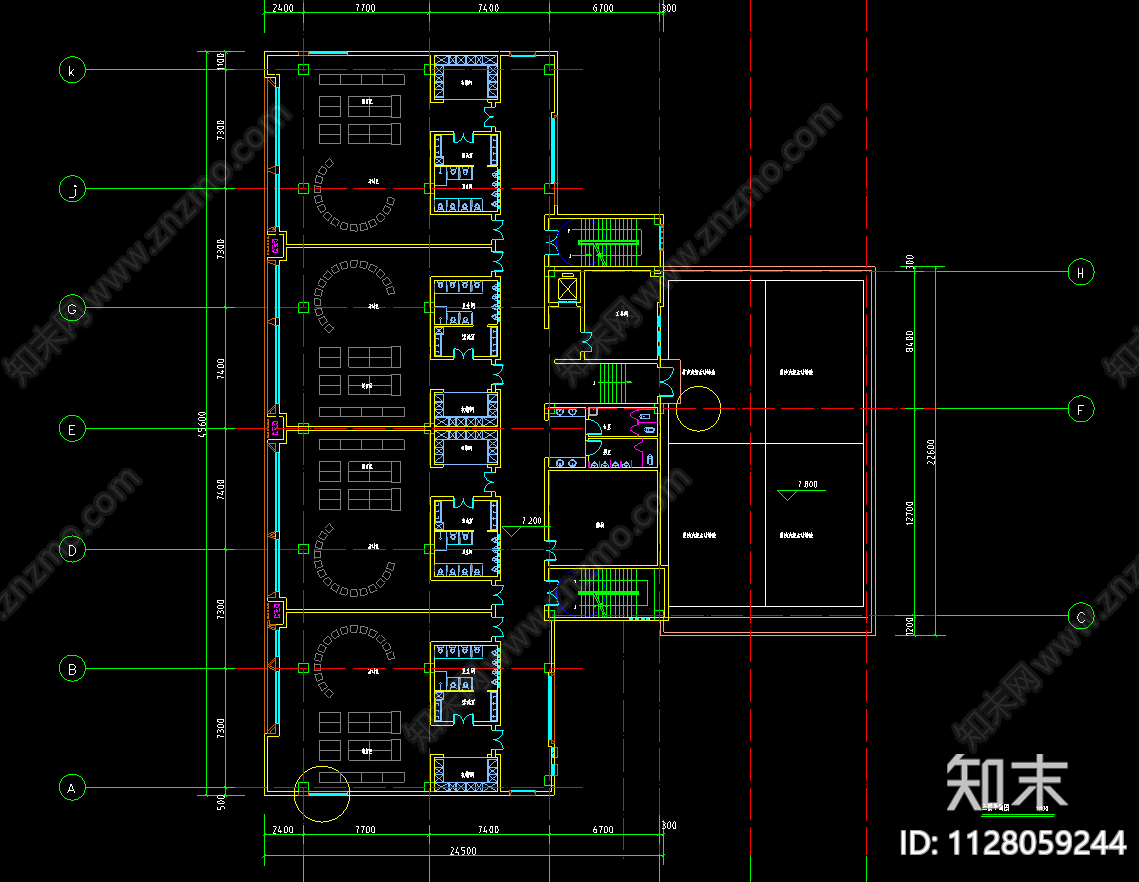 现代简约12班幼儿园cad施工图下载【ID:1128059244】