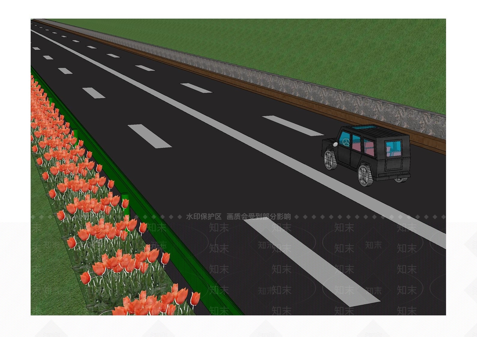 现代市政道路SU模型下载【ID:1128059647】