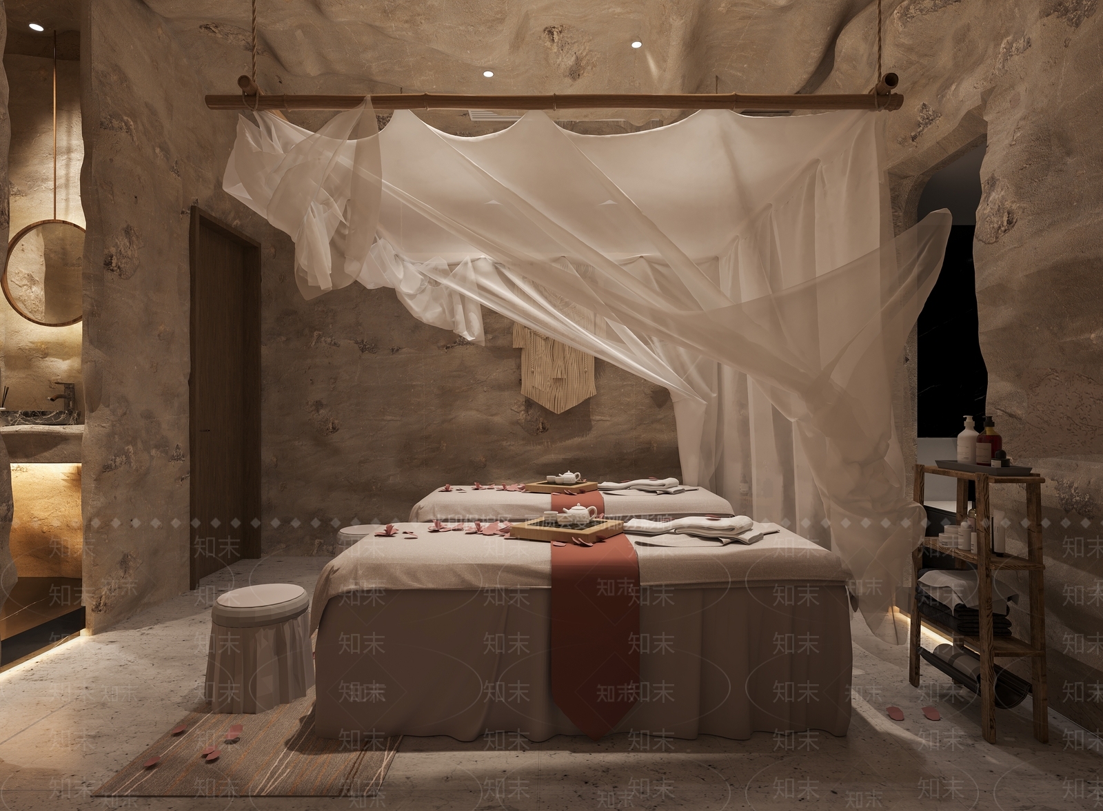 侘寂风美容SPA店包厢3D模型下载【ID:1128059699】