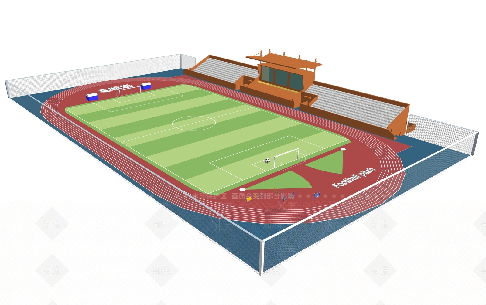 现代足球场地SU模型下载【ID:1128062899】