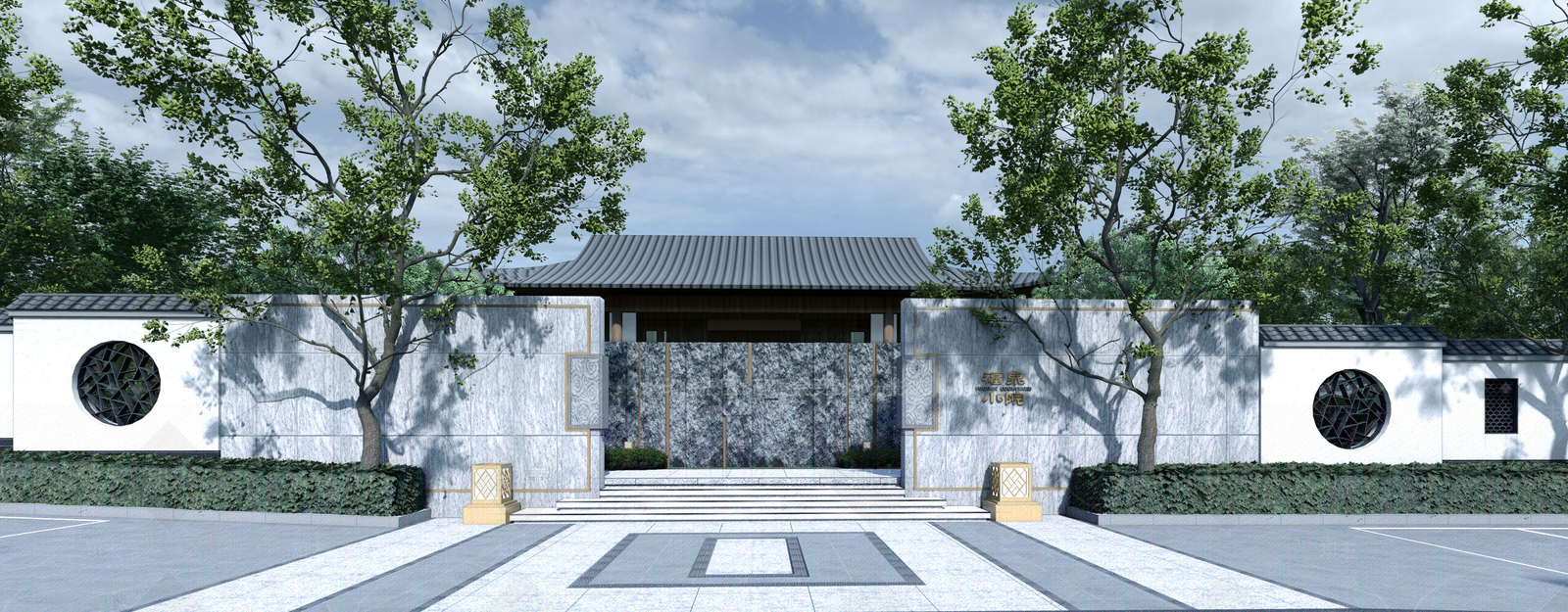 新中式入口大门SU模型下载【ID:1128062856】