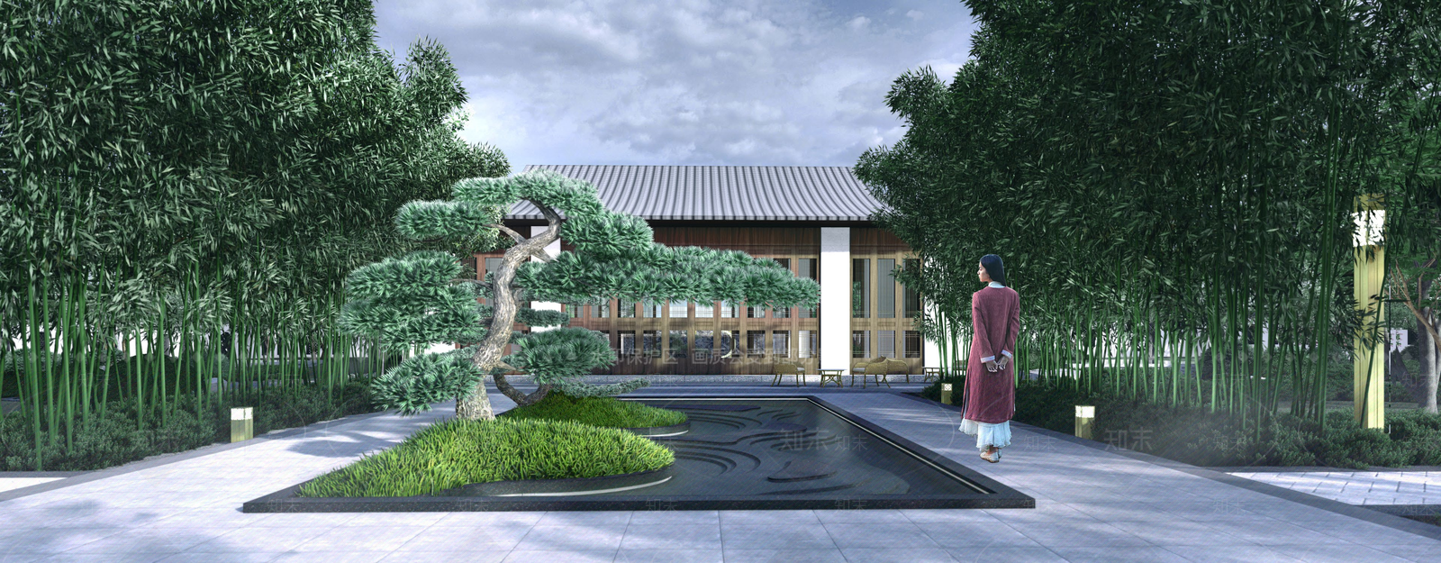 新中式水景SU模型下载【ID:1128063037】