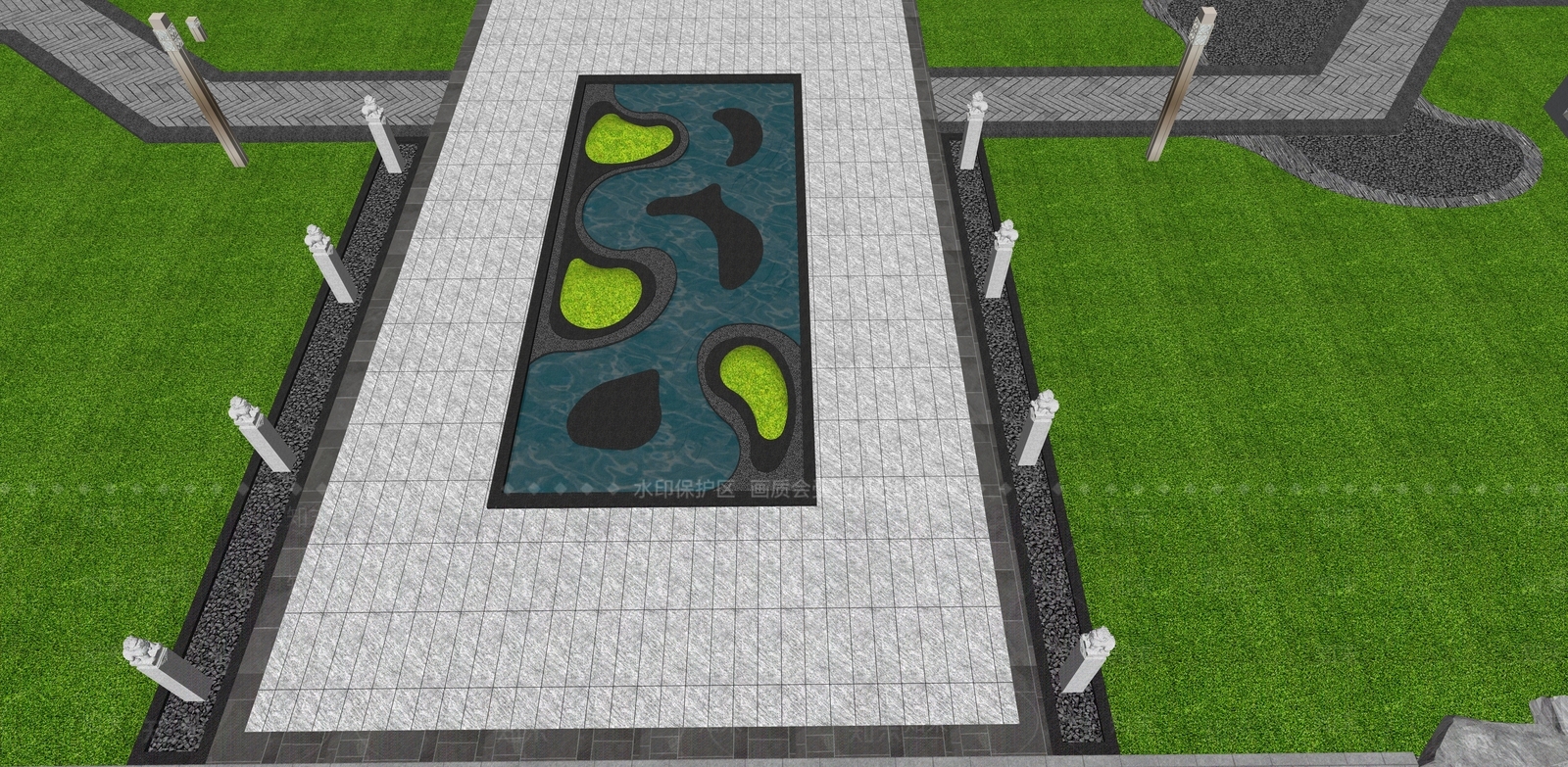 新中式水景SU模型下载【ID:1128063037】
