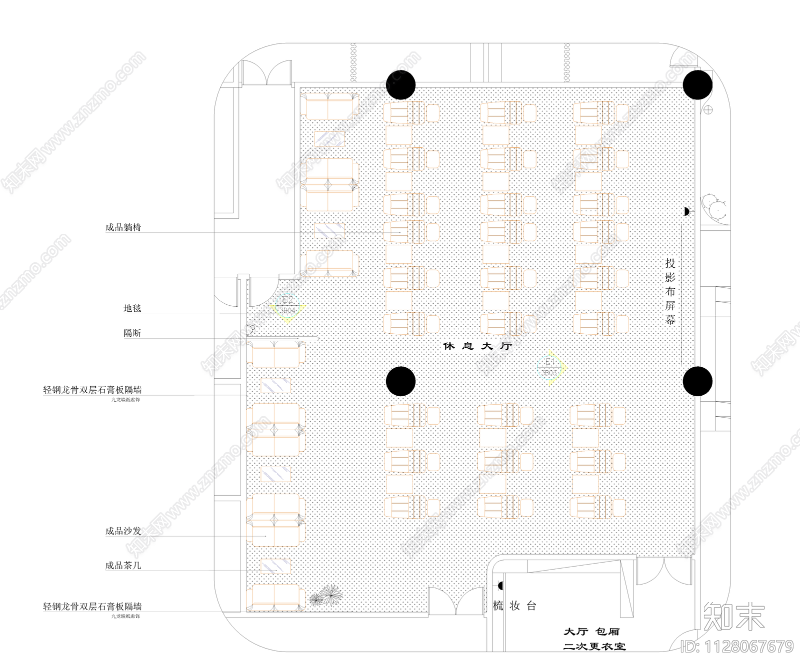 全套洗浴中心会所cad施工图下载【ID:1128067679】