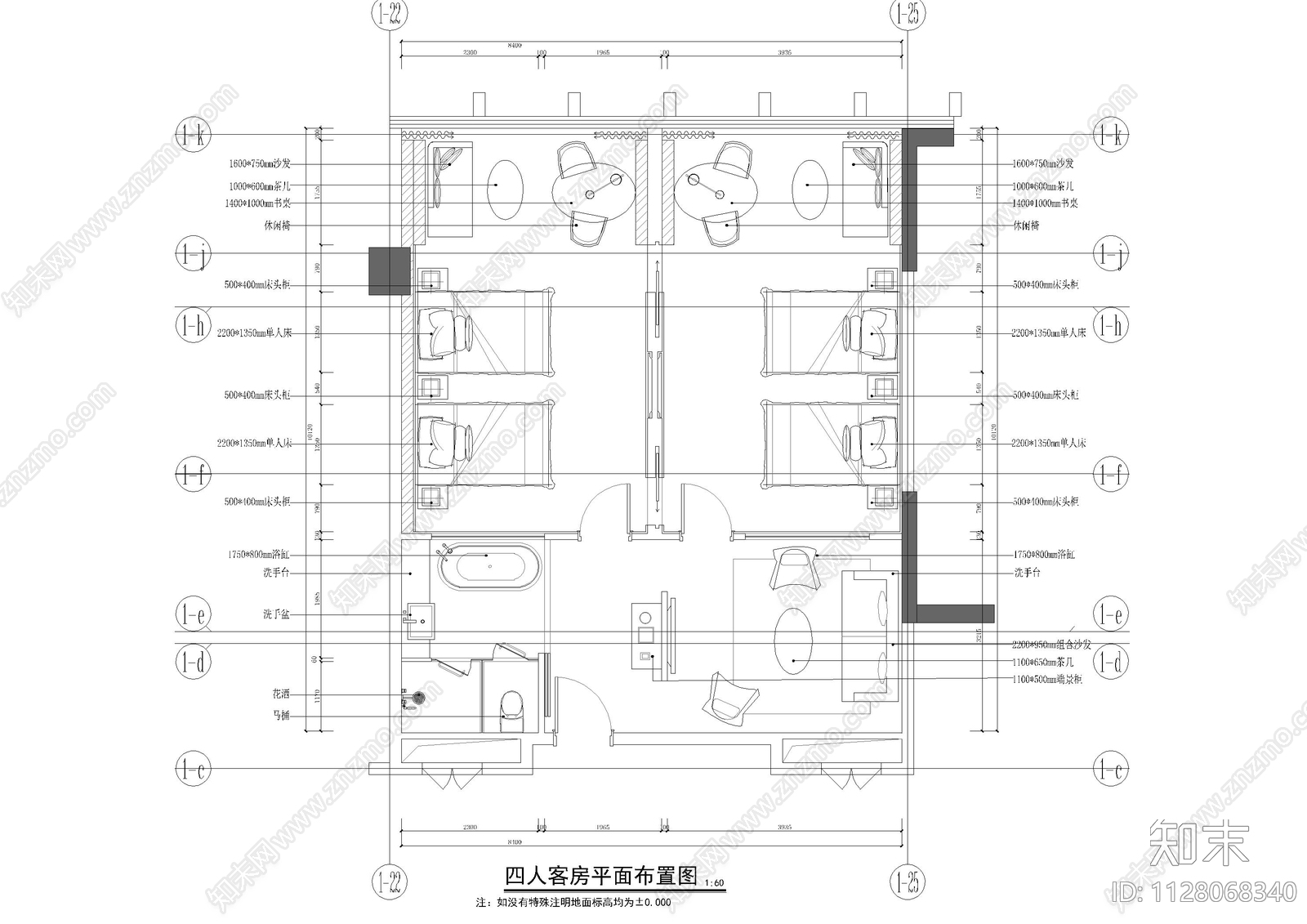 酒店客房平面图施工图下载【ID:1128068340】