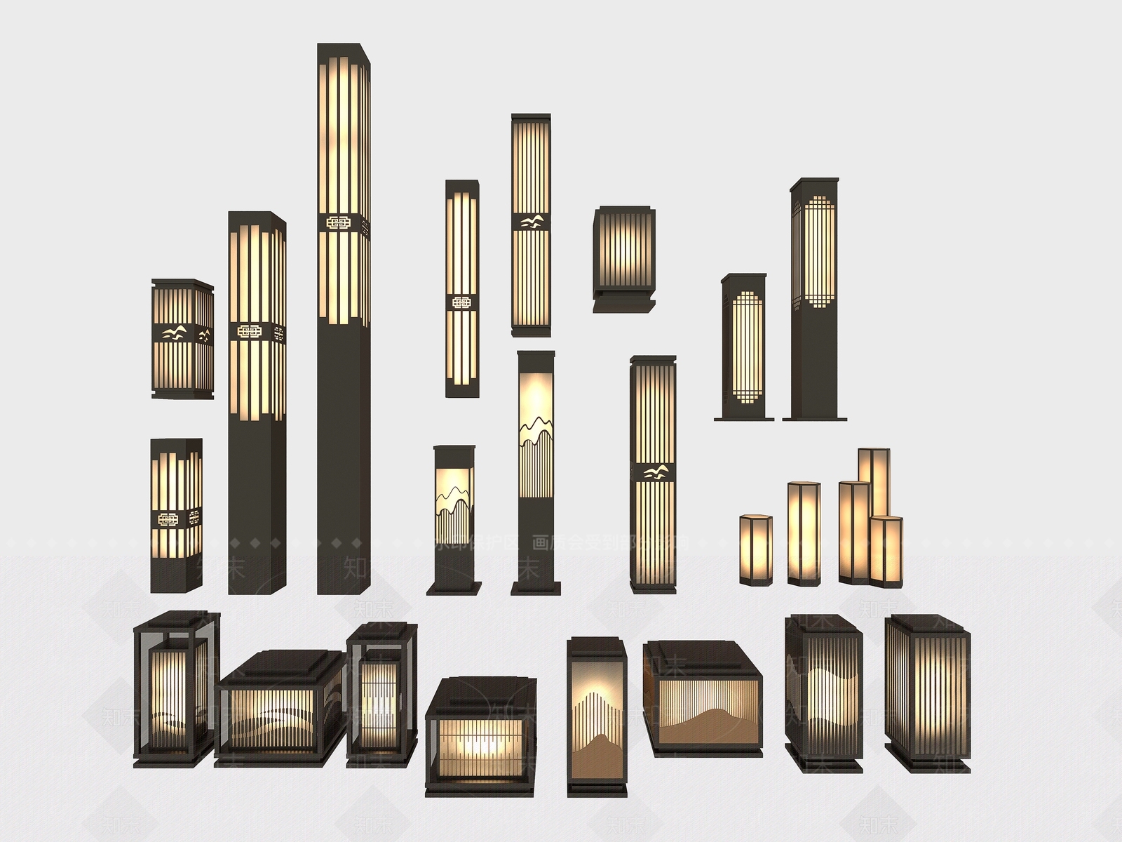 中式户外草坪灯SU模型下载【ID:1128073074】