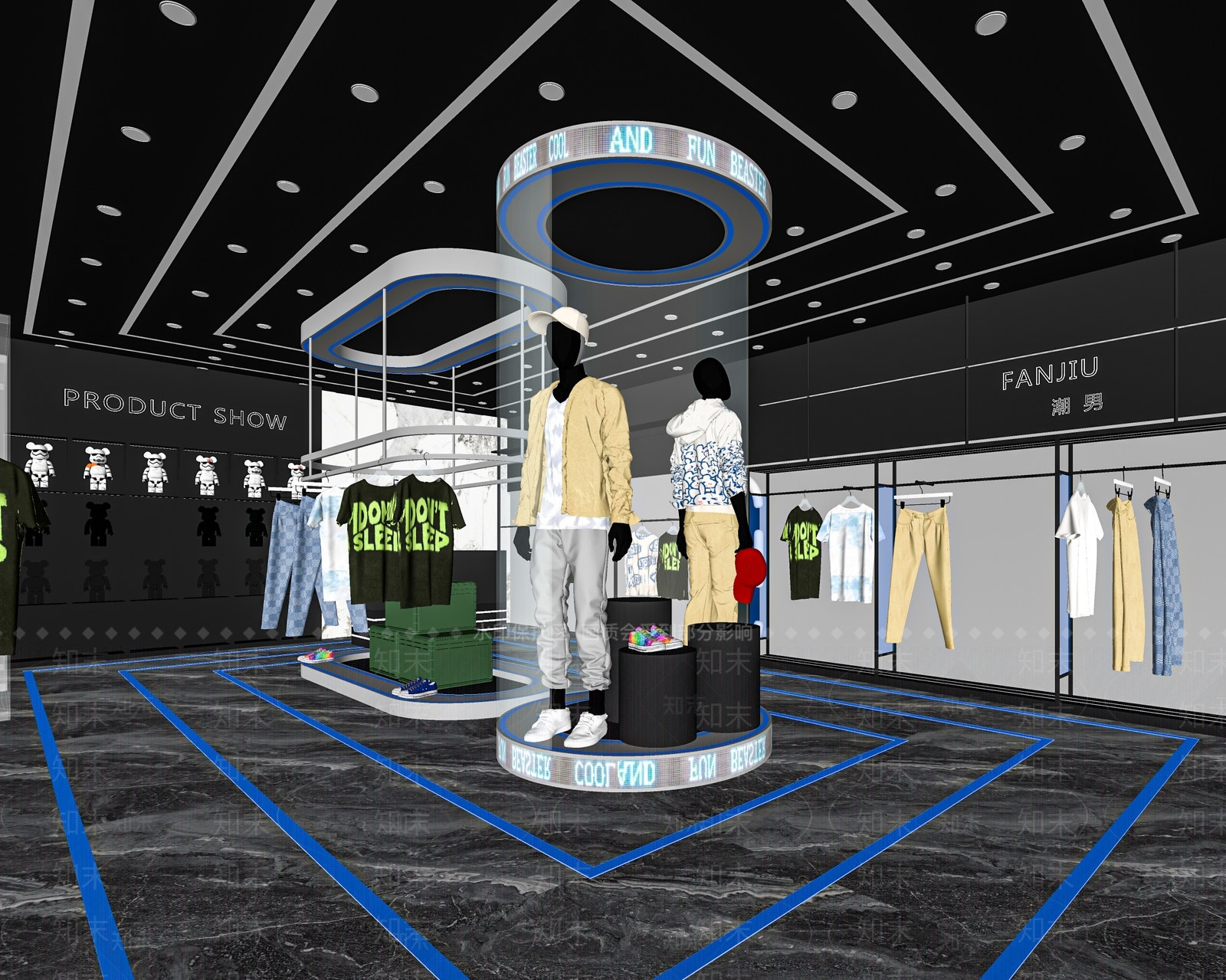 现代潮玩服装店SU模型下载【ID:1128087719】