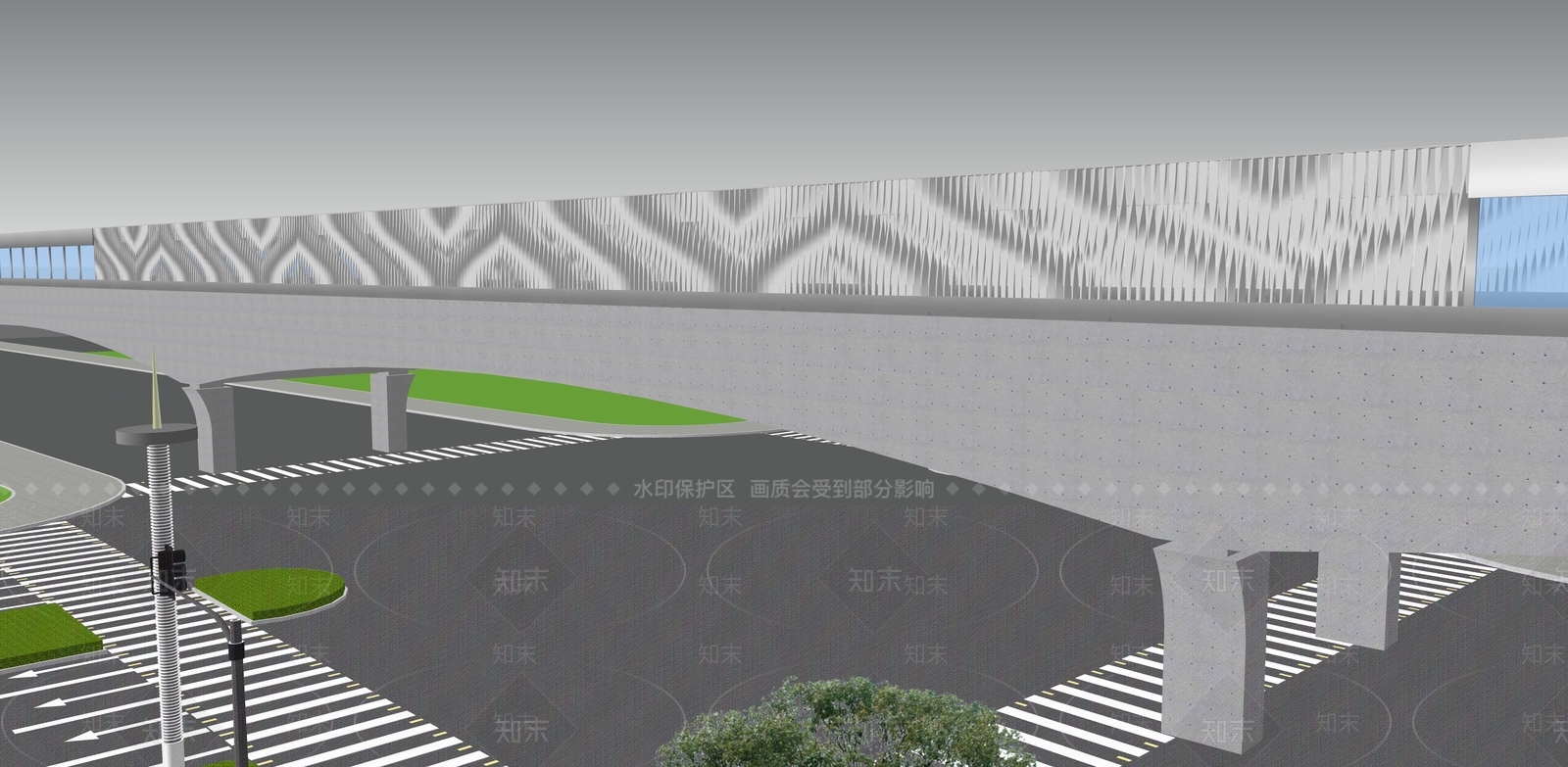 现代高架桥金属护栏SU模型下载【ID:1128094714】