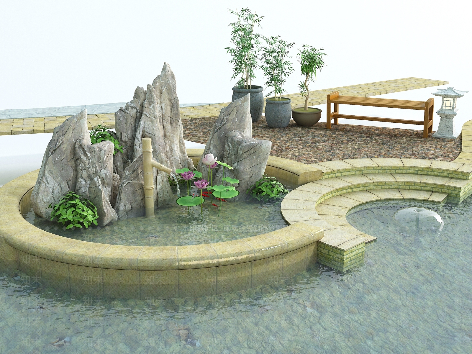 现代假山水景3D模型下载【ID:1128097933】