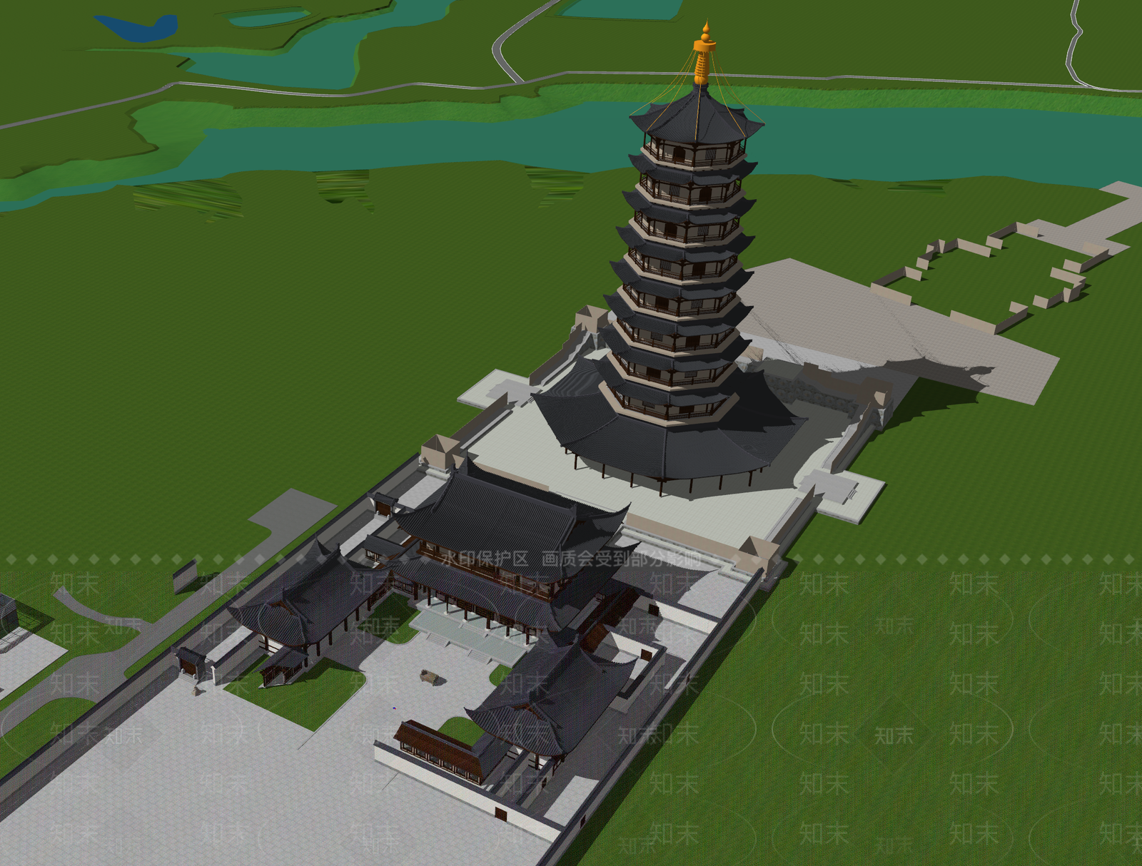 中式寺庙建筑SU模型下载【ID:1128098997】