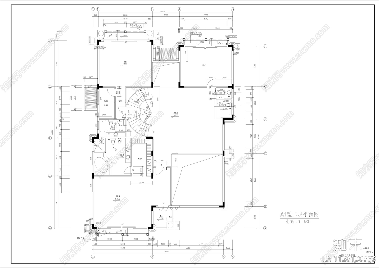 新中式豪华小别墅全套建筑图cad施工图下载【ID:1128100379】