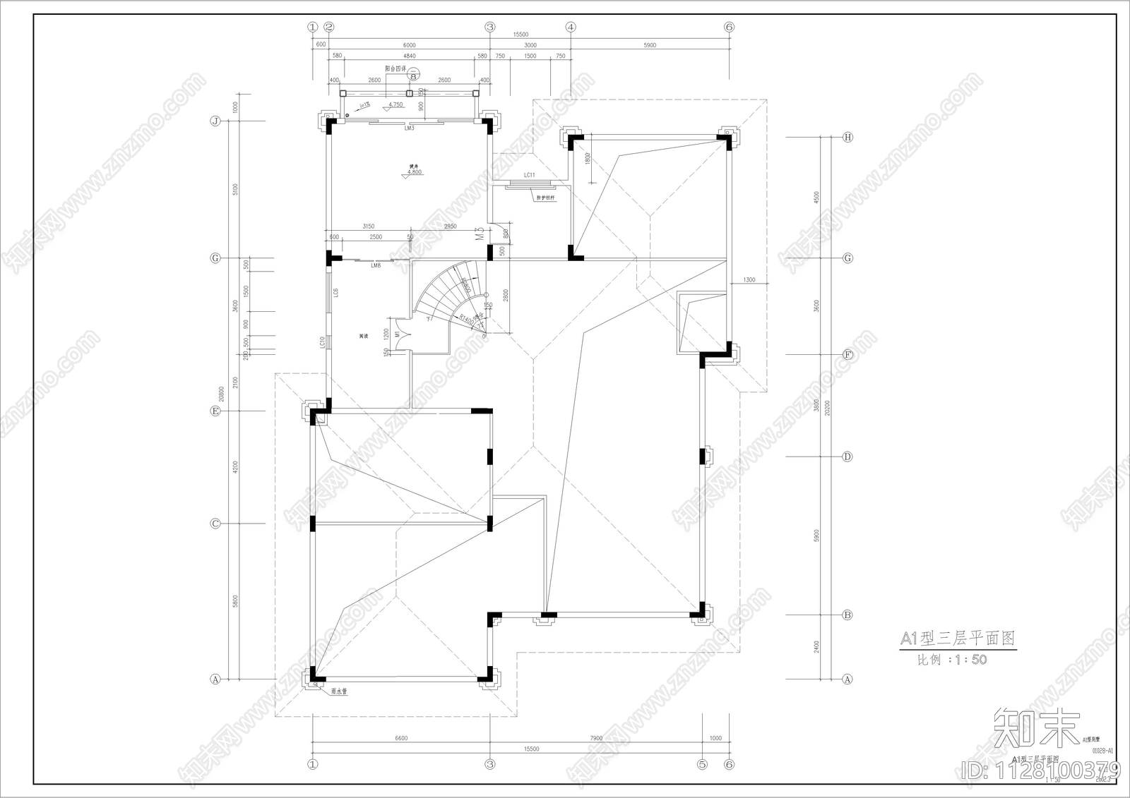 新中式豪华小别墅全套建筑图cad施工图下载【ID:1128100379】