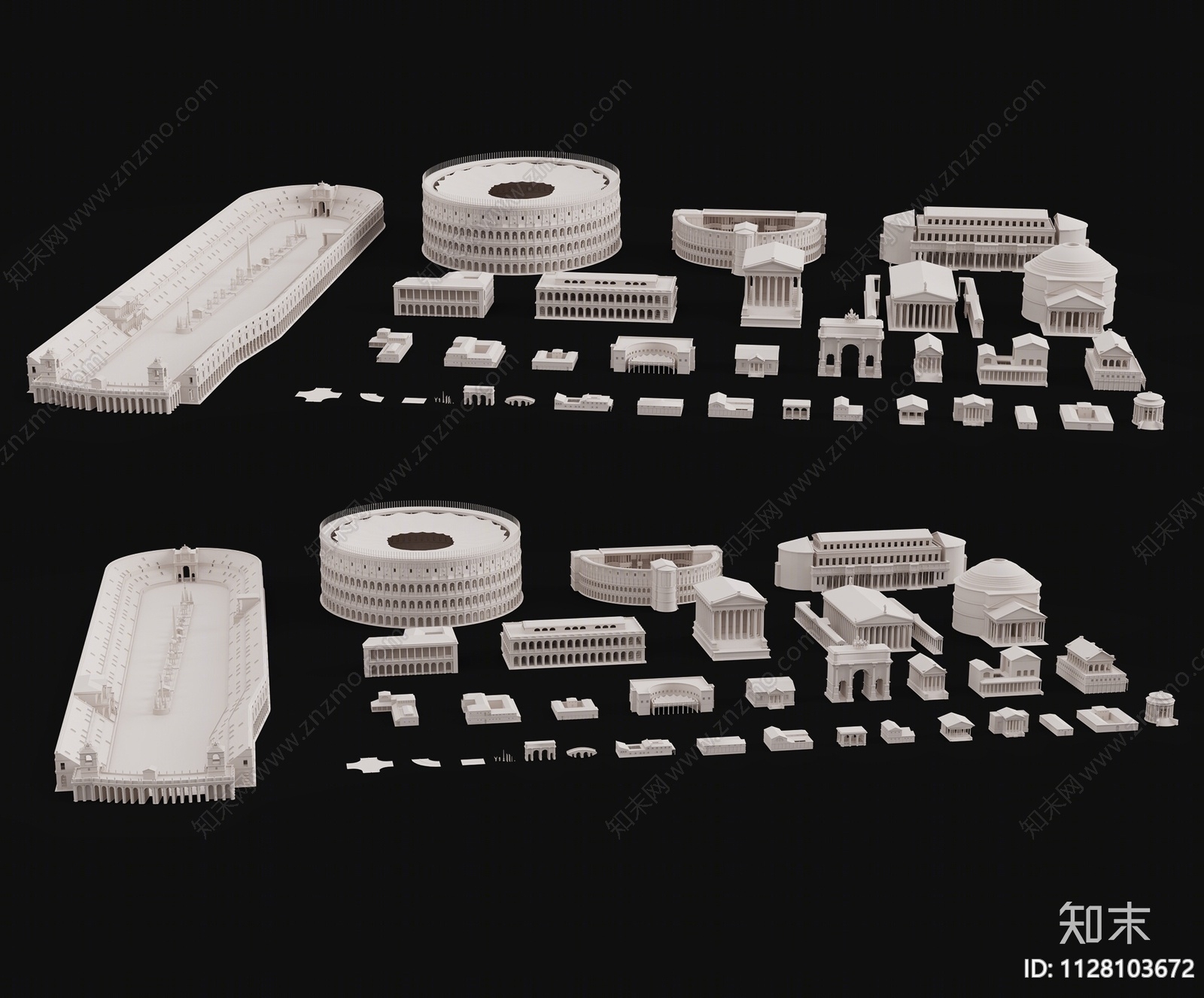 欧式古典建筑3D模型下载【ID:1128103672】