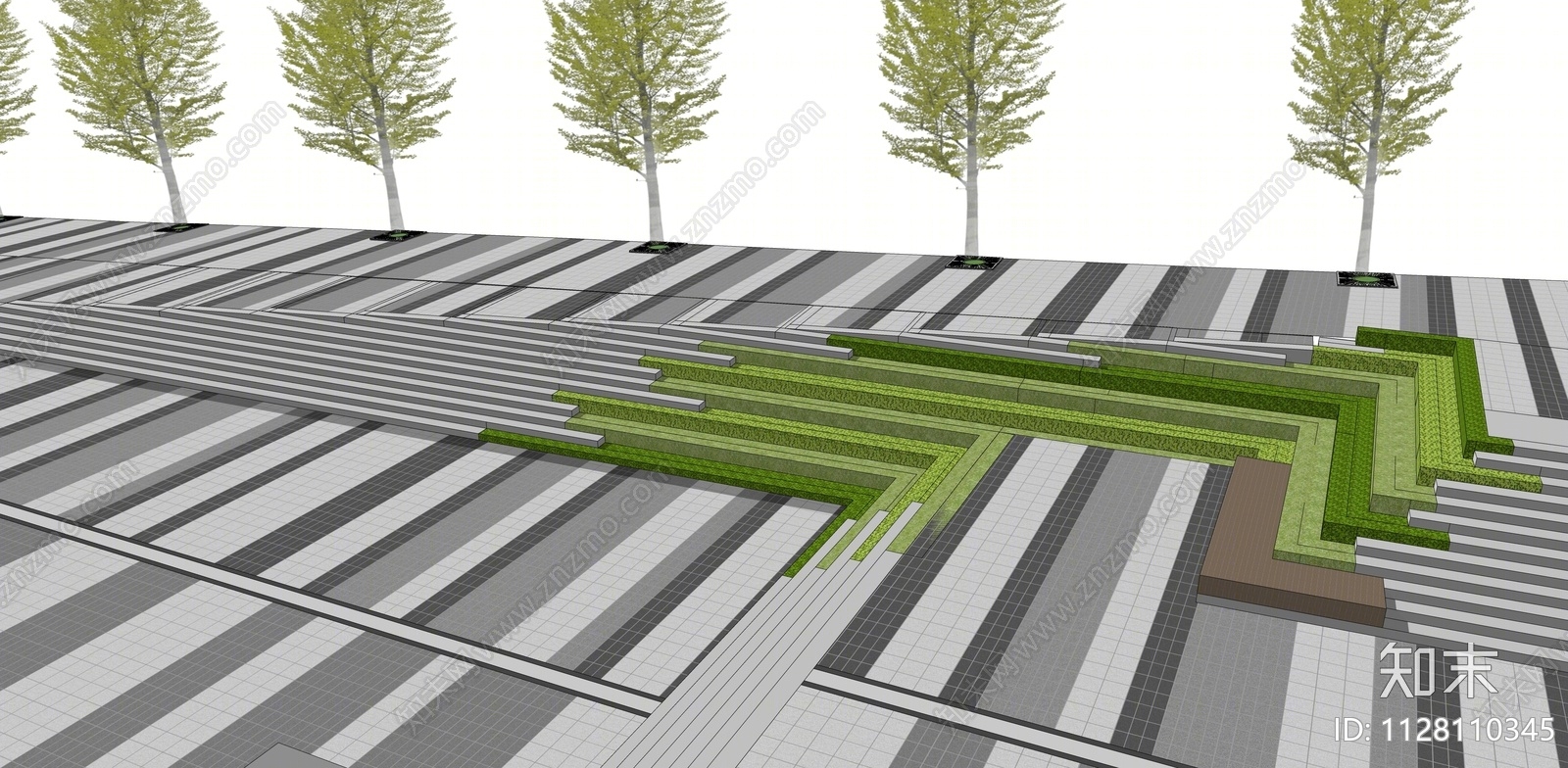 现代台阶景观SU模型下载【ID:1128110345】