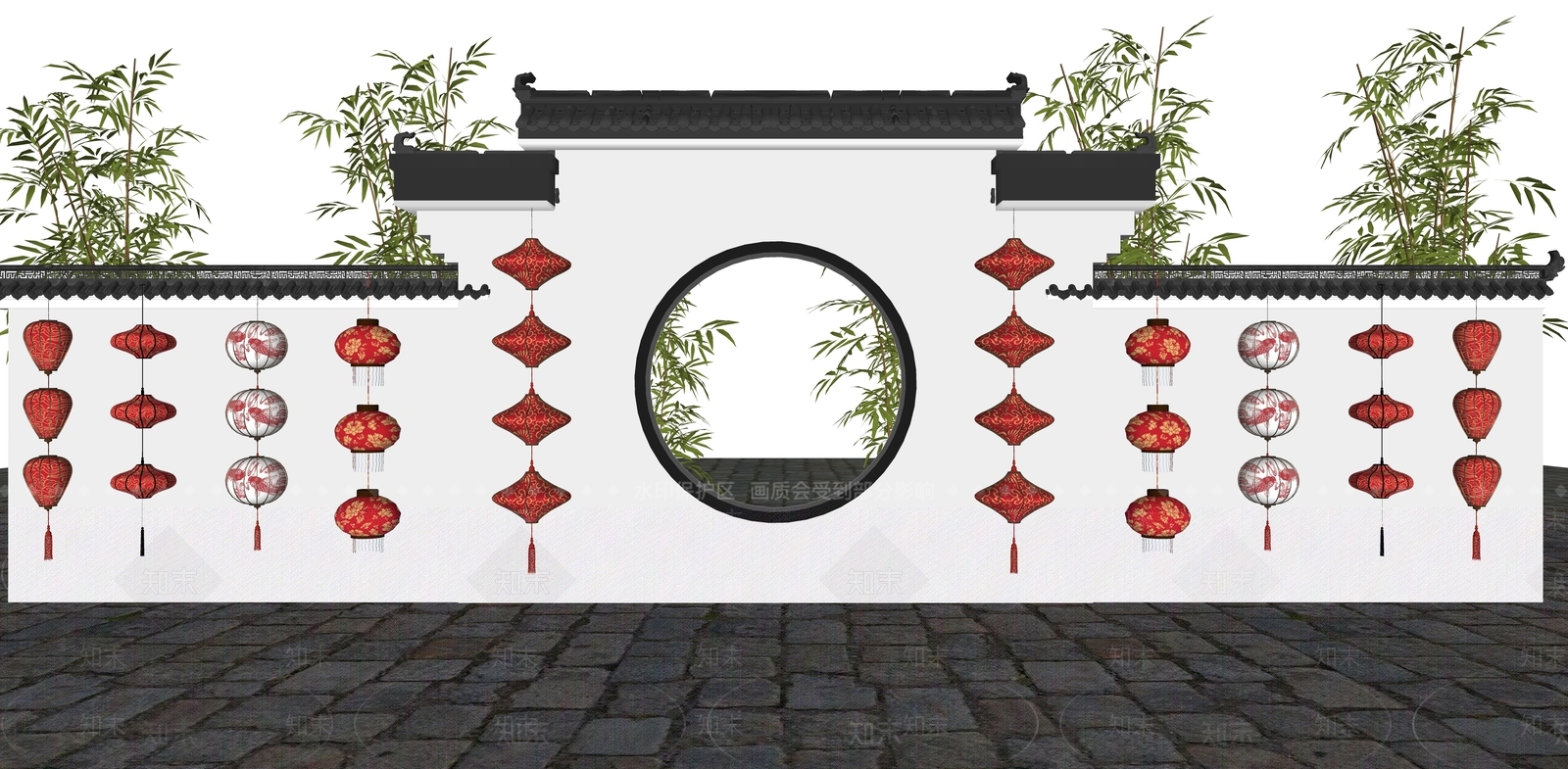 新中式灯笼SU模型下载【ID:1128112058】