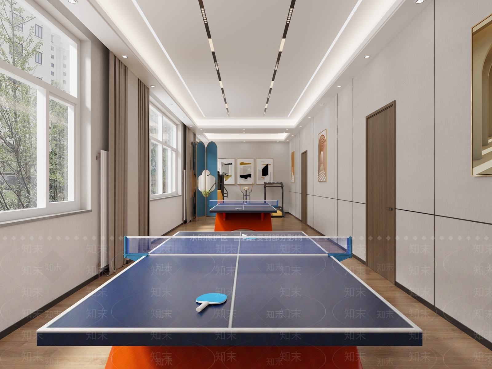 现代乒乓球室3D模型下载【ID:1128113390】