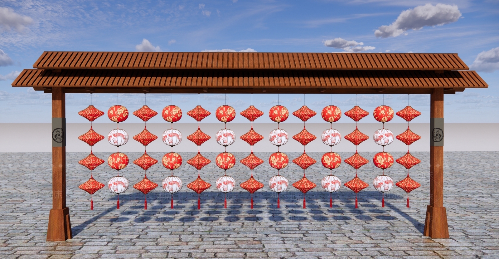新中式灯笼SU模型下载【ID:1128122260】