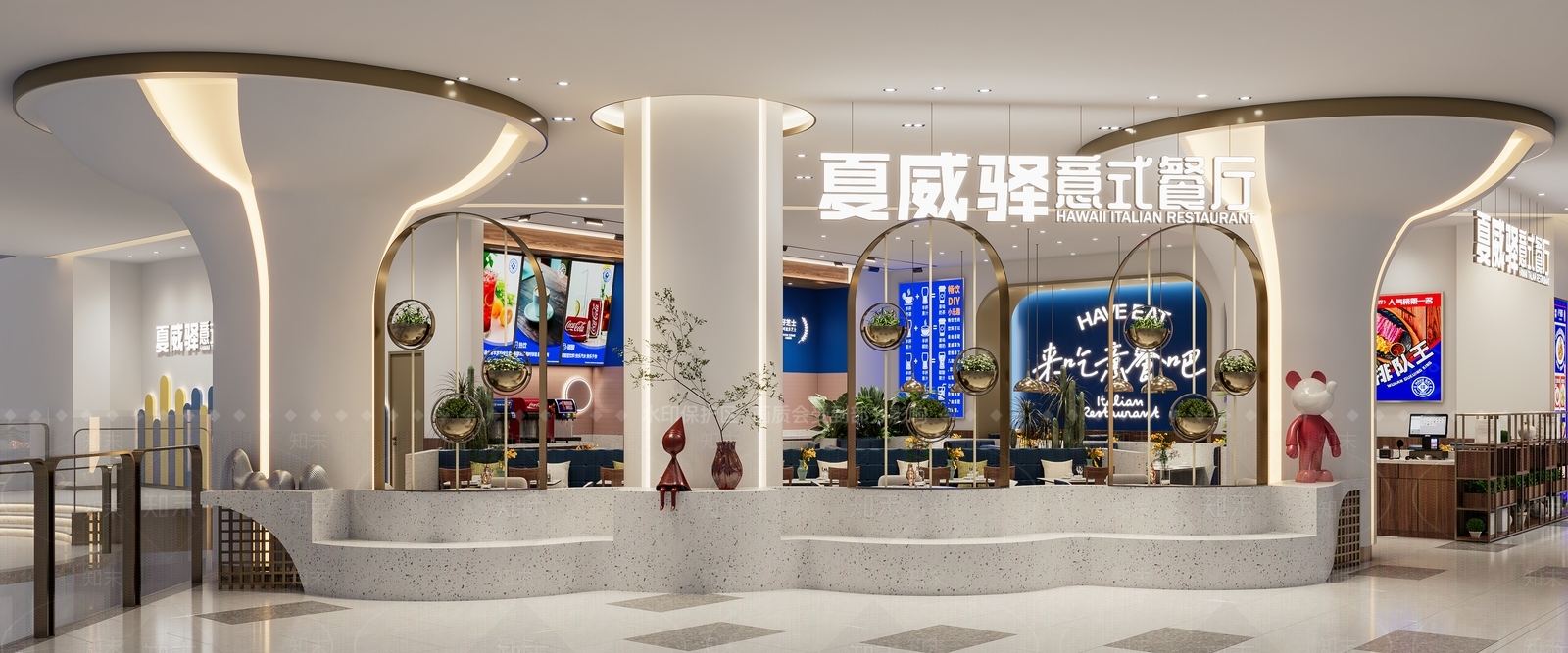 现代轻奢西餐厅3D模型下载【ID:1128125869】