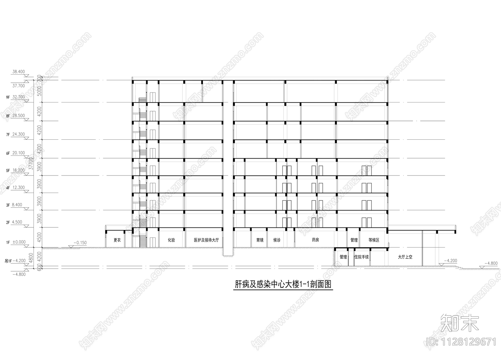 江南医院感染中心cad施工图下载【ID:1128129671】
