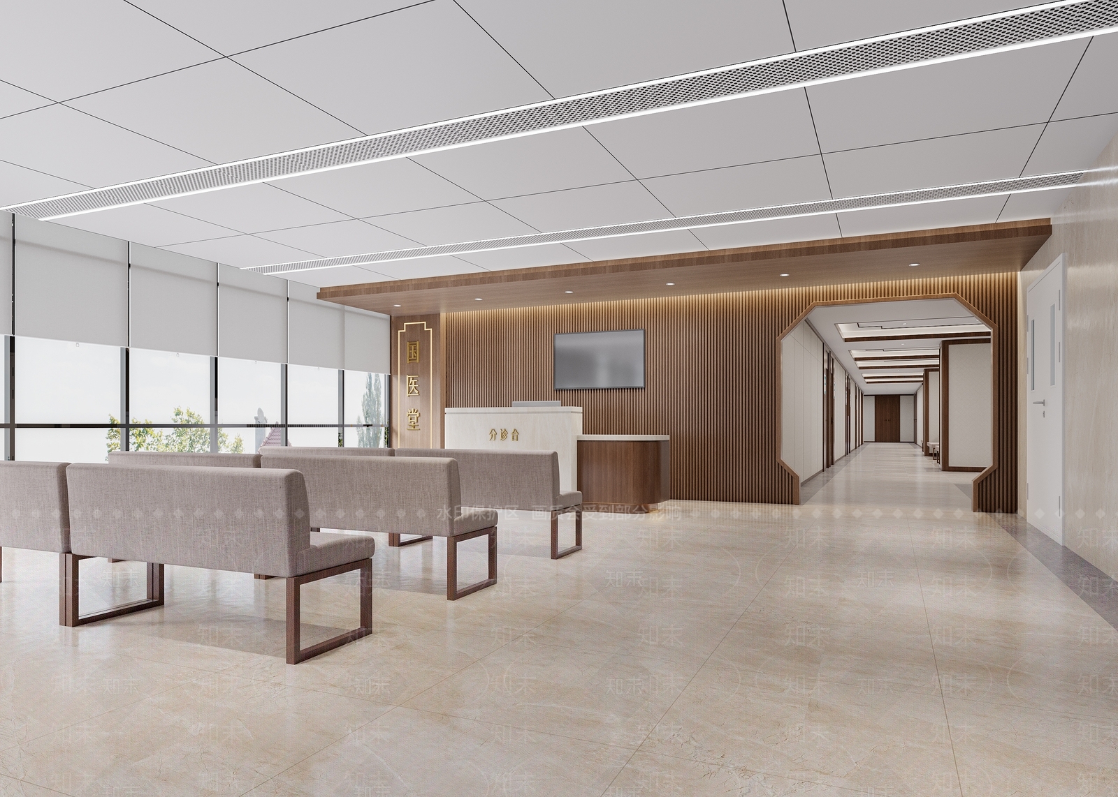 新中式中医门诊大厅3D模型下载【ID:1128129674】_知末3d模型网