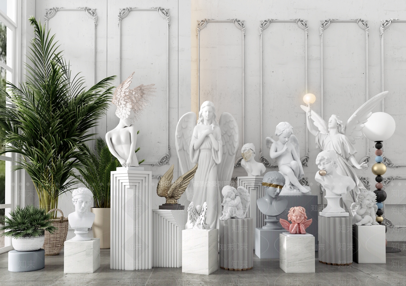 欧式石膏雕塑SU模型下载【ID:1128136948】