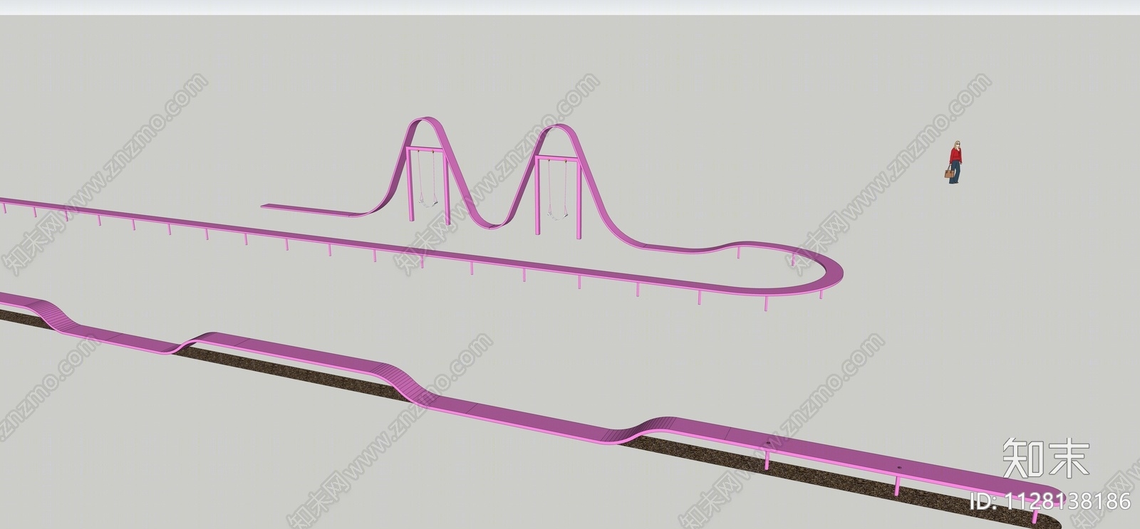 现代户外广场异形秋千SU模型下载【ID:1128138186】