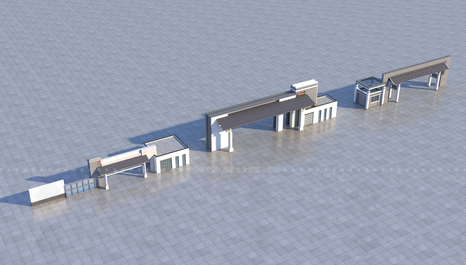 新中式大门3D模型下载【ID:1128138406】