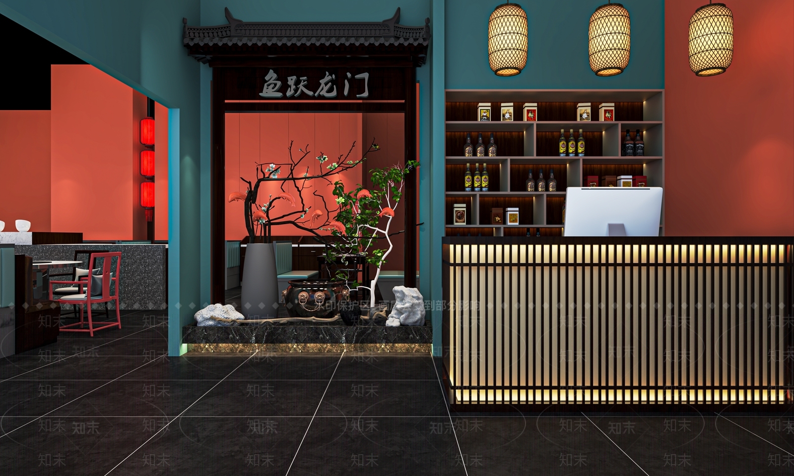 新中式火锅店SU模型下载【ID:1128141967】