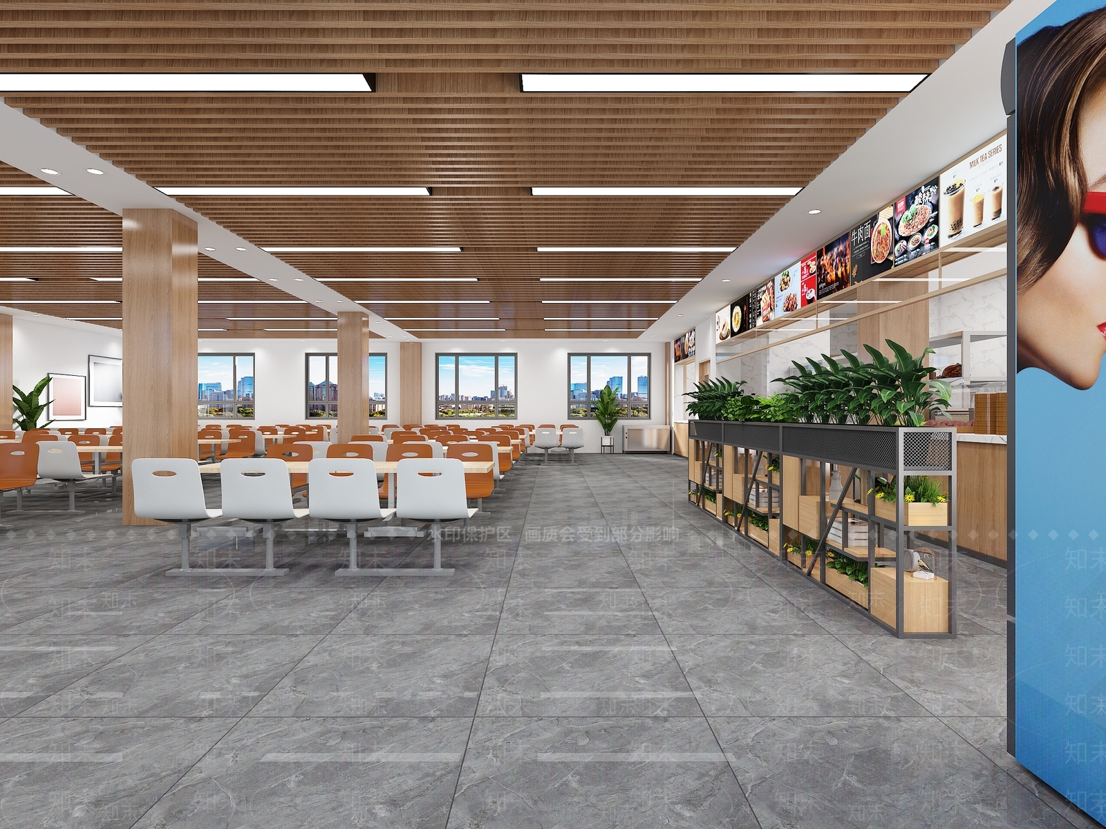 现代学校食堂3D模型下载【ID:1128144526】