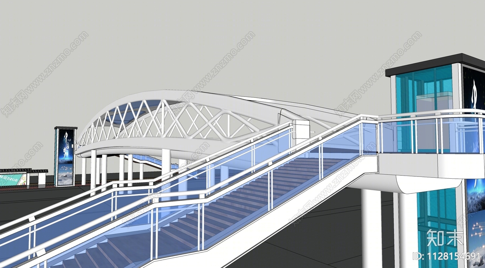 现代人行天桥SU模型下载【ID:1128154691】