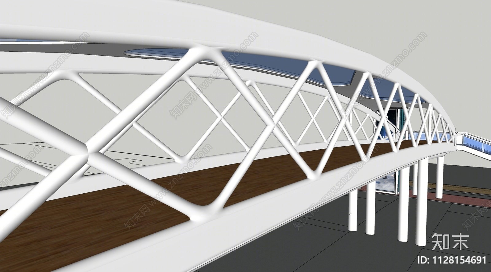现代人行天桥SU模型下载【ID:1128154691】
