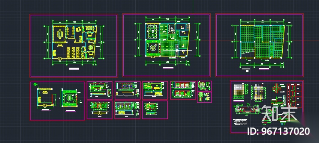 某办公室精装饰装修全套CAD施工图纸cad施工图下载【ID:967137020】