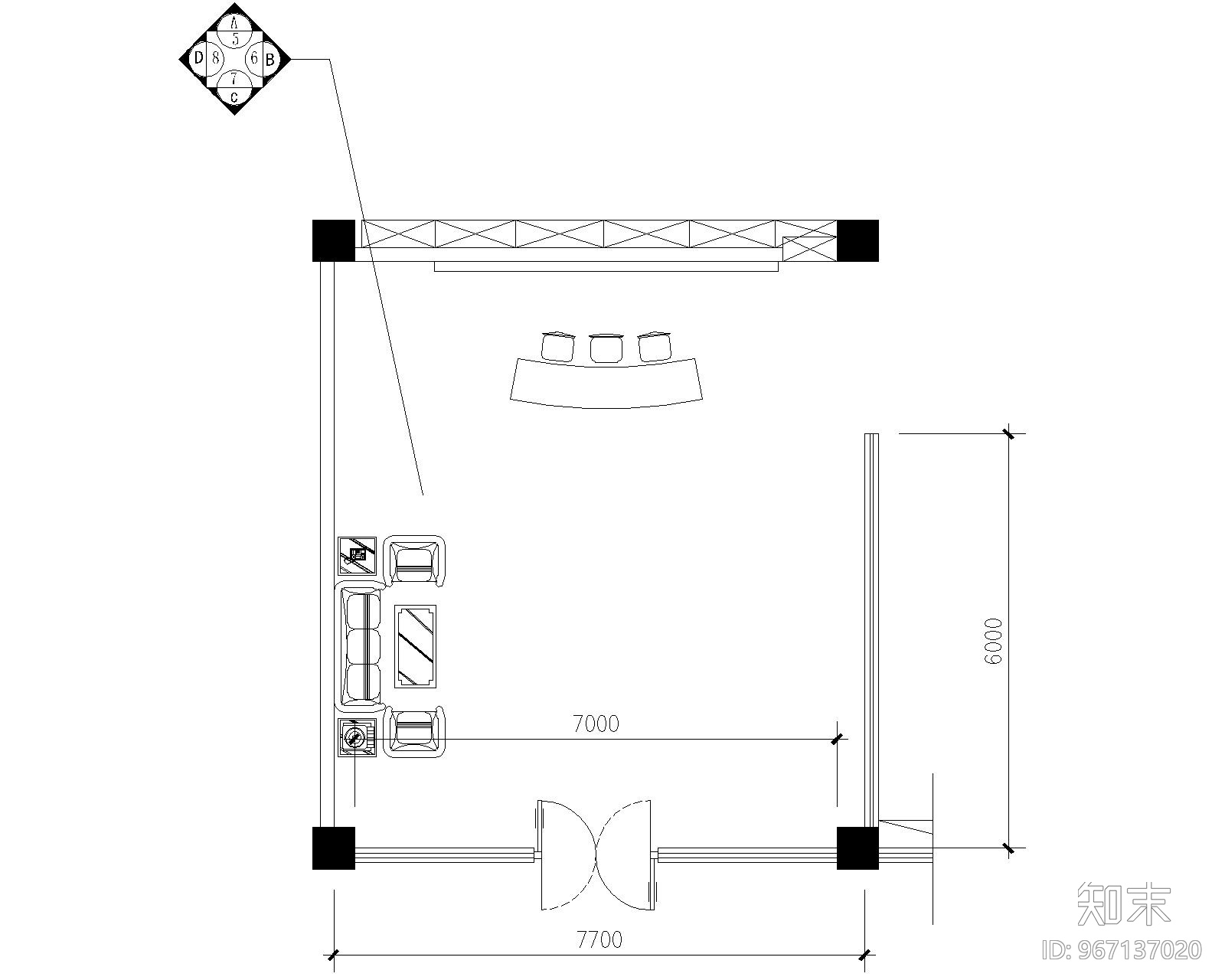 某办公室精装饰装修全套CAD施工图纸cad施工图下载【ID:967137020】