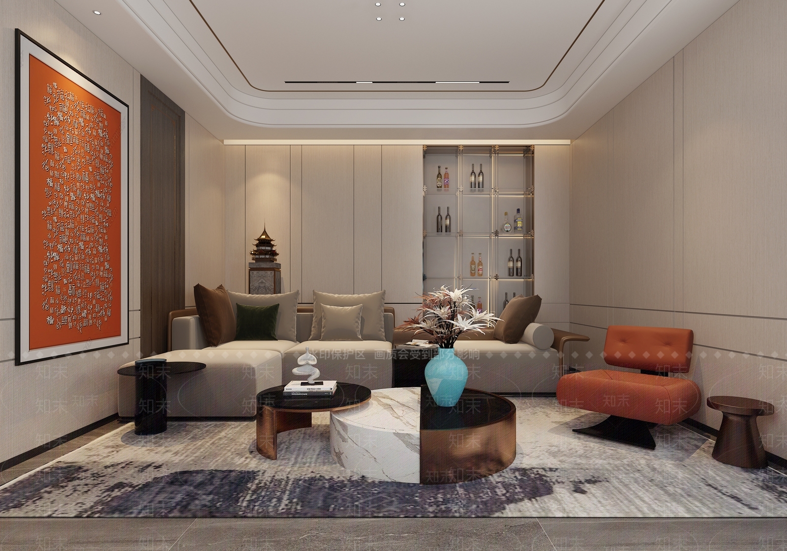新中式轻奢影音室3D模型下载【ID:1128157704】