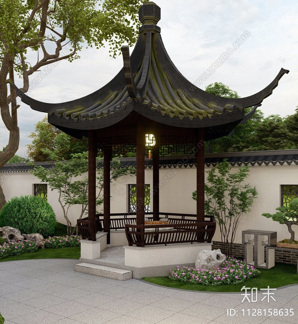 中式古建亭子SU模型下载【ID:1128158635】