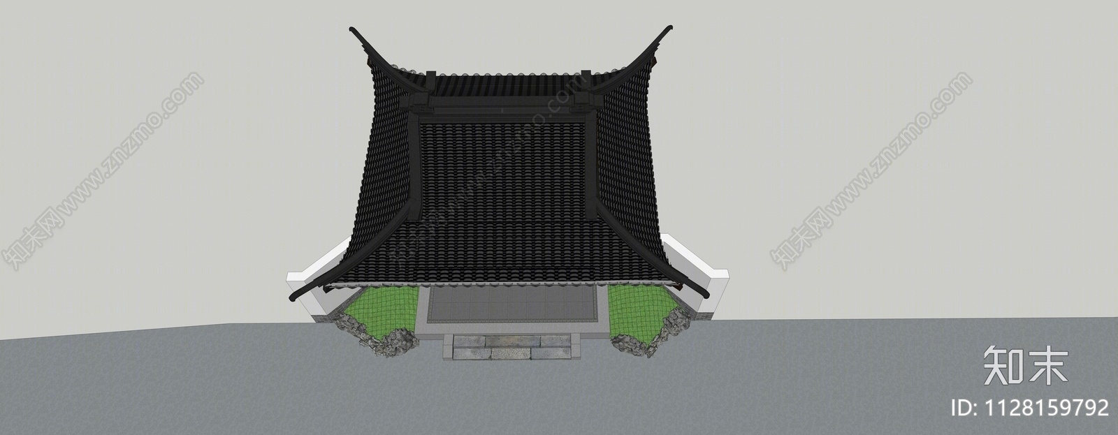 中式庭院门SU模型下载【ID:1128159792】