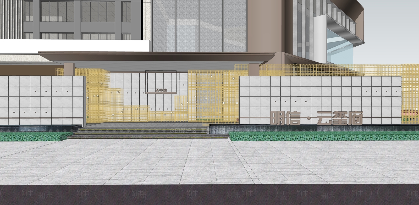 现代入口大门SU模型下载【ID:1128160986】