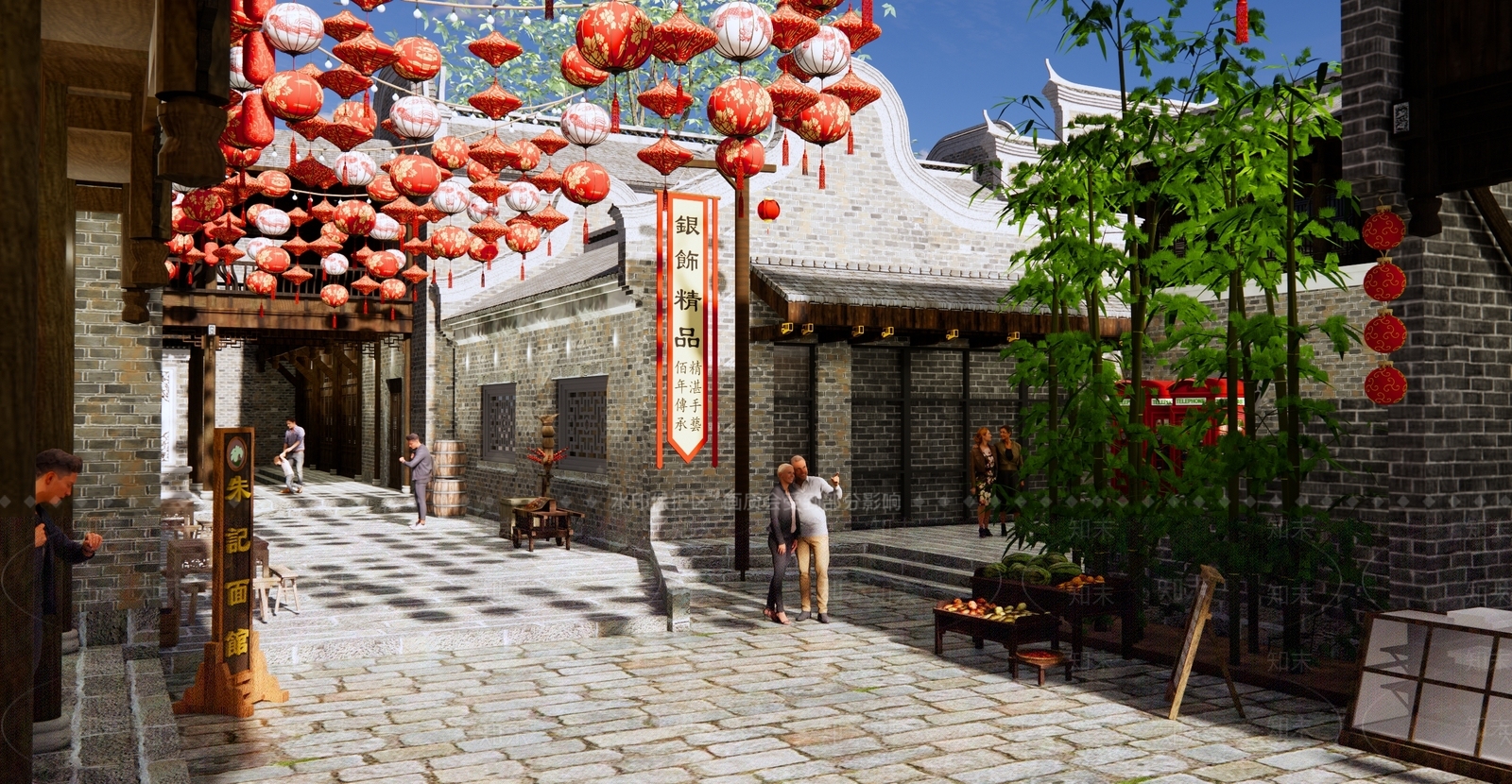 中式古镇商业街SU模型下载【ID:1128163085】