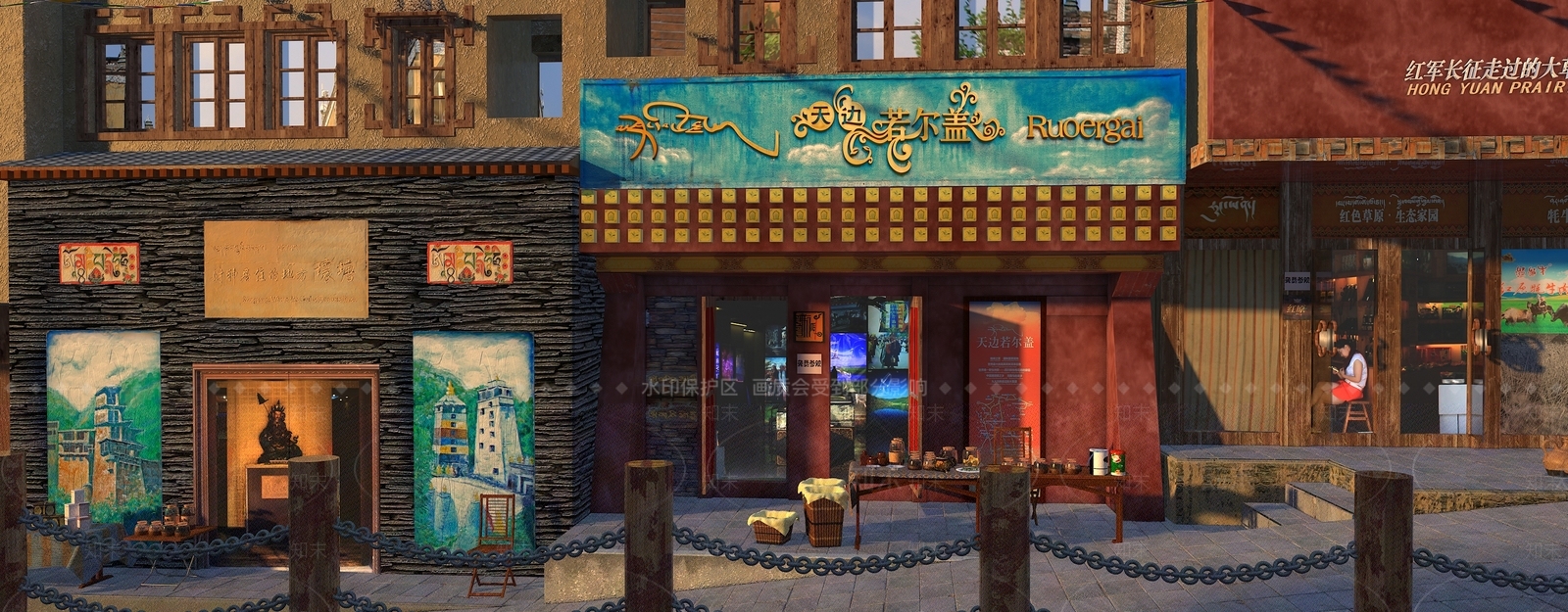 现代复古商业街3D模型下载【ID:1128168617】