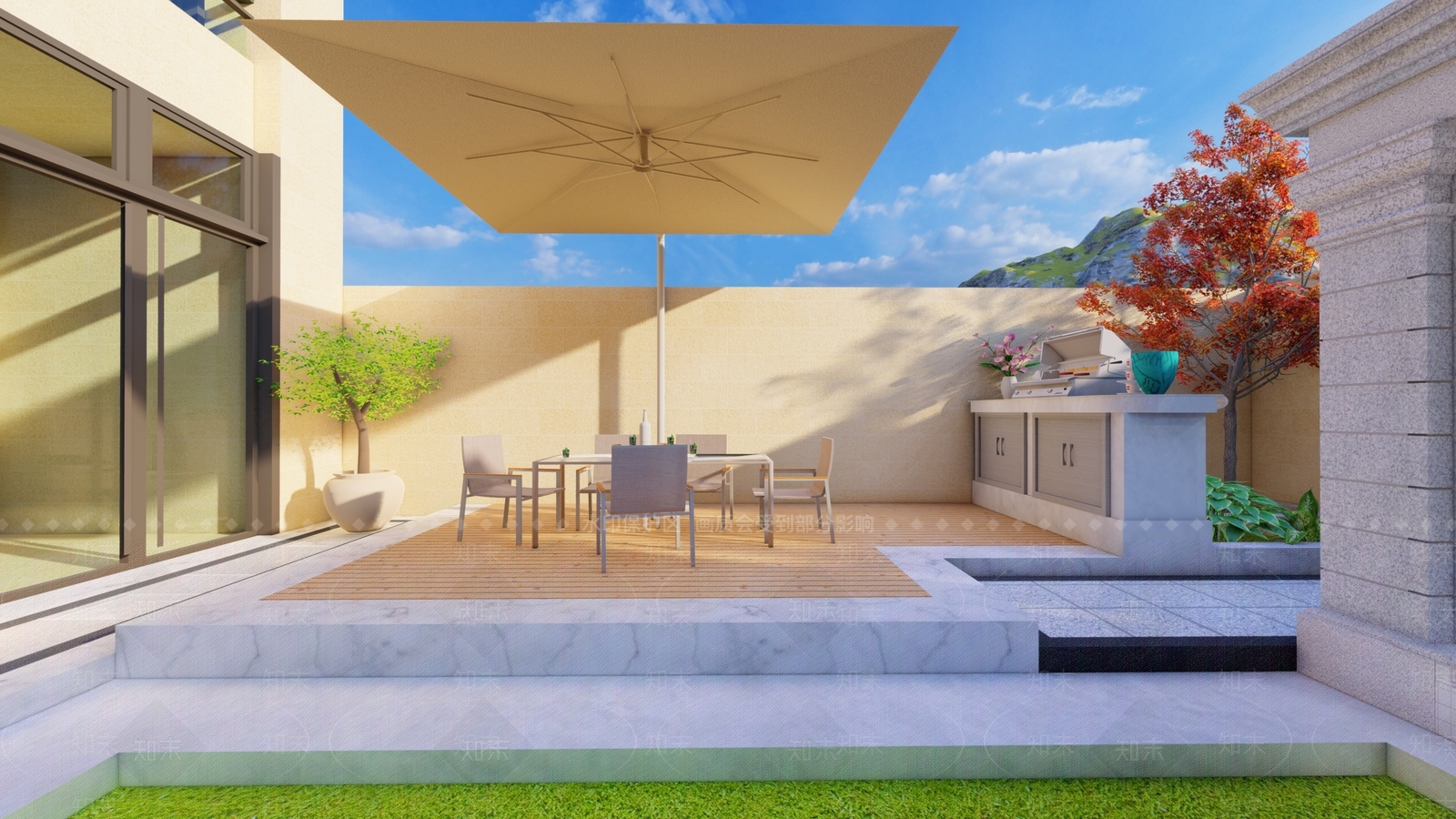 现代庭院景观设计SU模型下载【ID:1128348431】