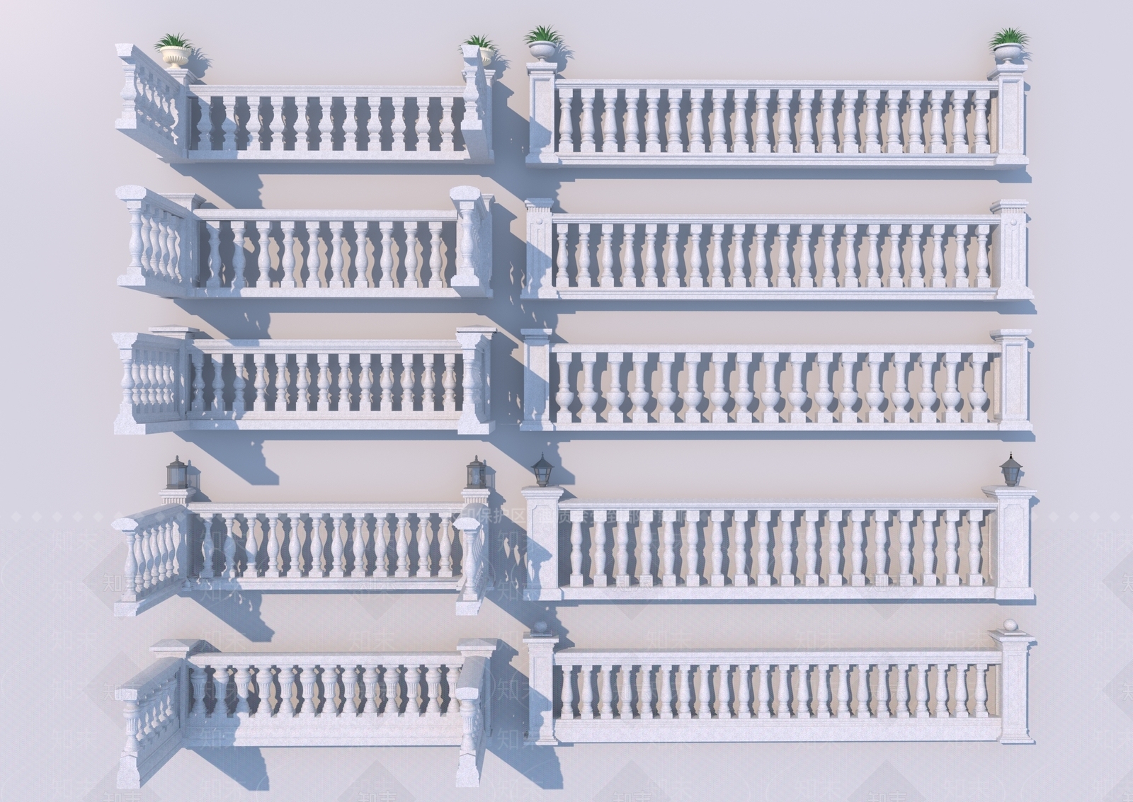 简欧阳台栏杆3D模型下载【ID:1128171121】