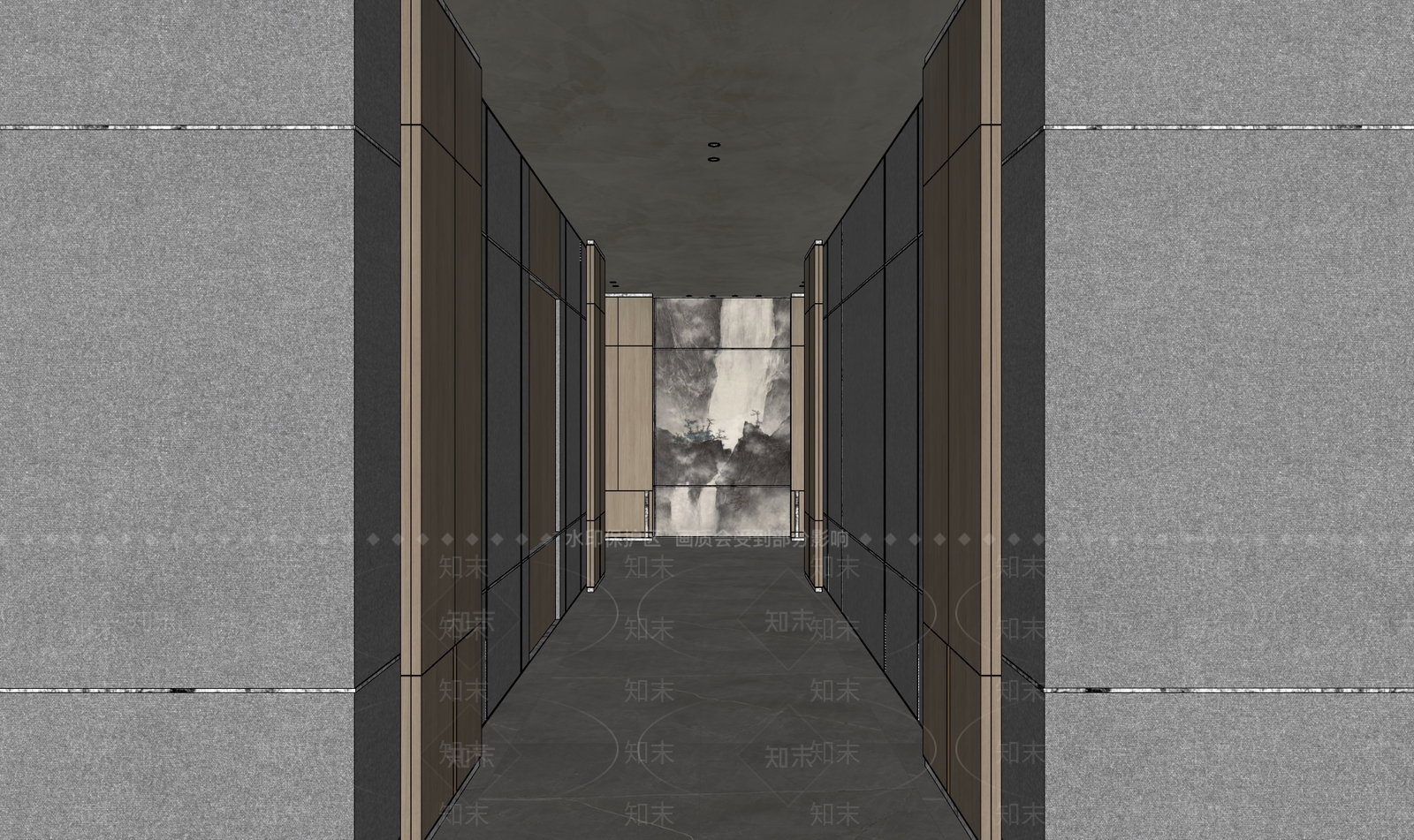 新中式酒店玄关过道SU模型下载【ID:1128175833】