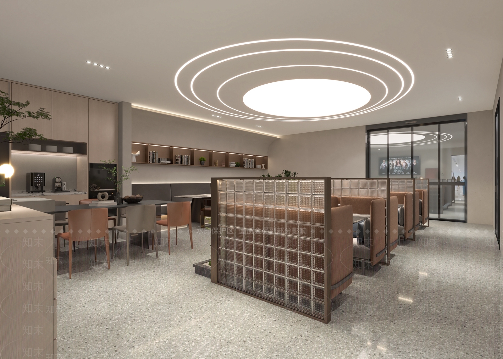 现代公司员工食堂3D模型下载【ID:1128179780】