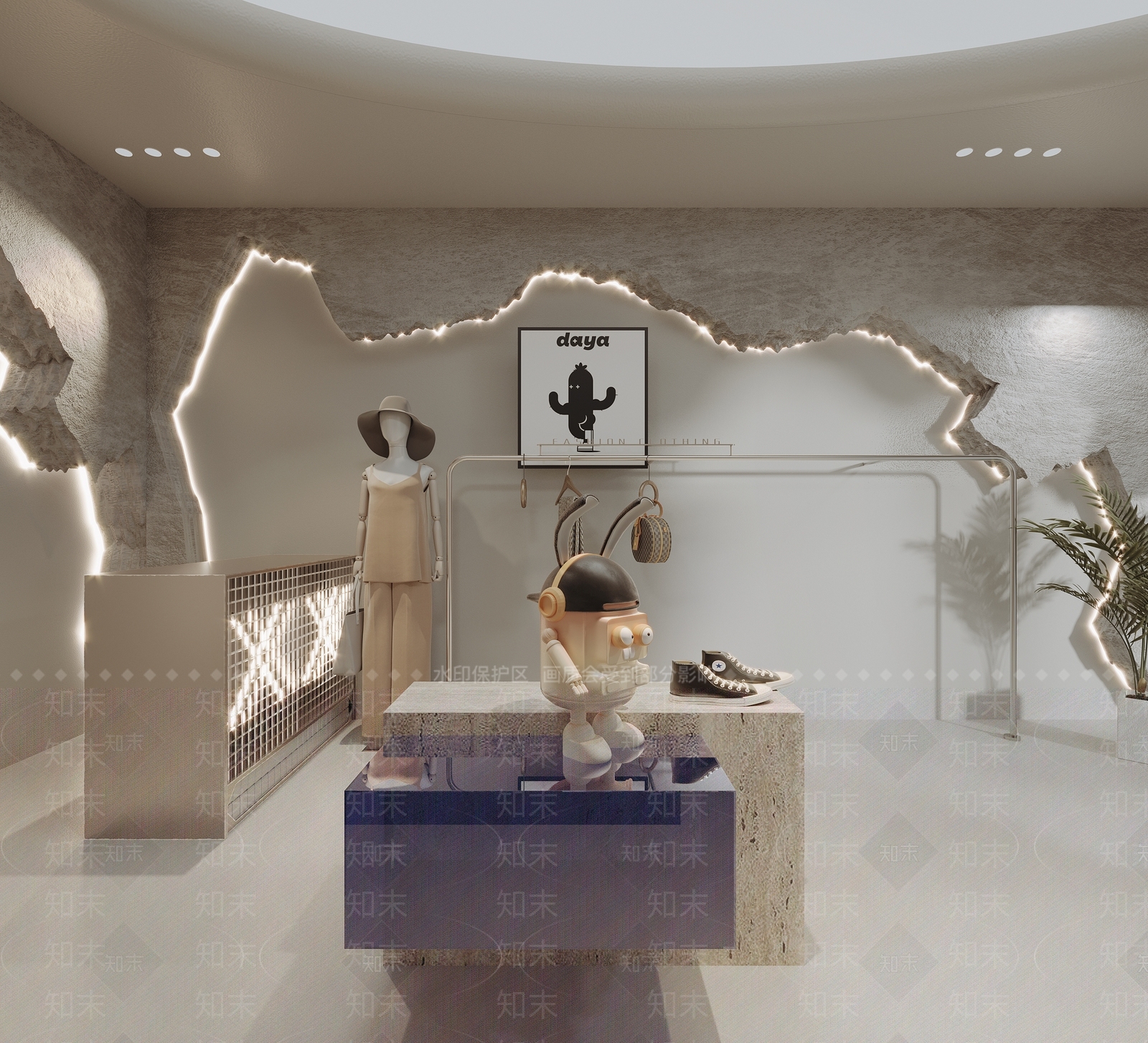 侘寂风女装服装店SU模型下载【ID:1128193644】