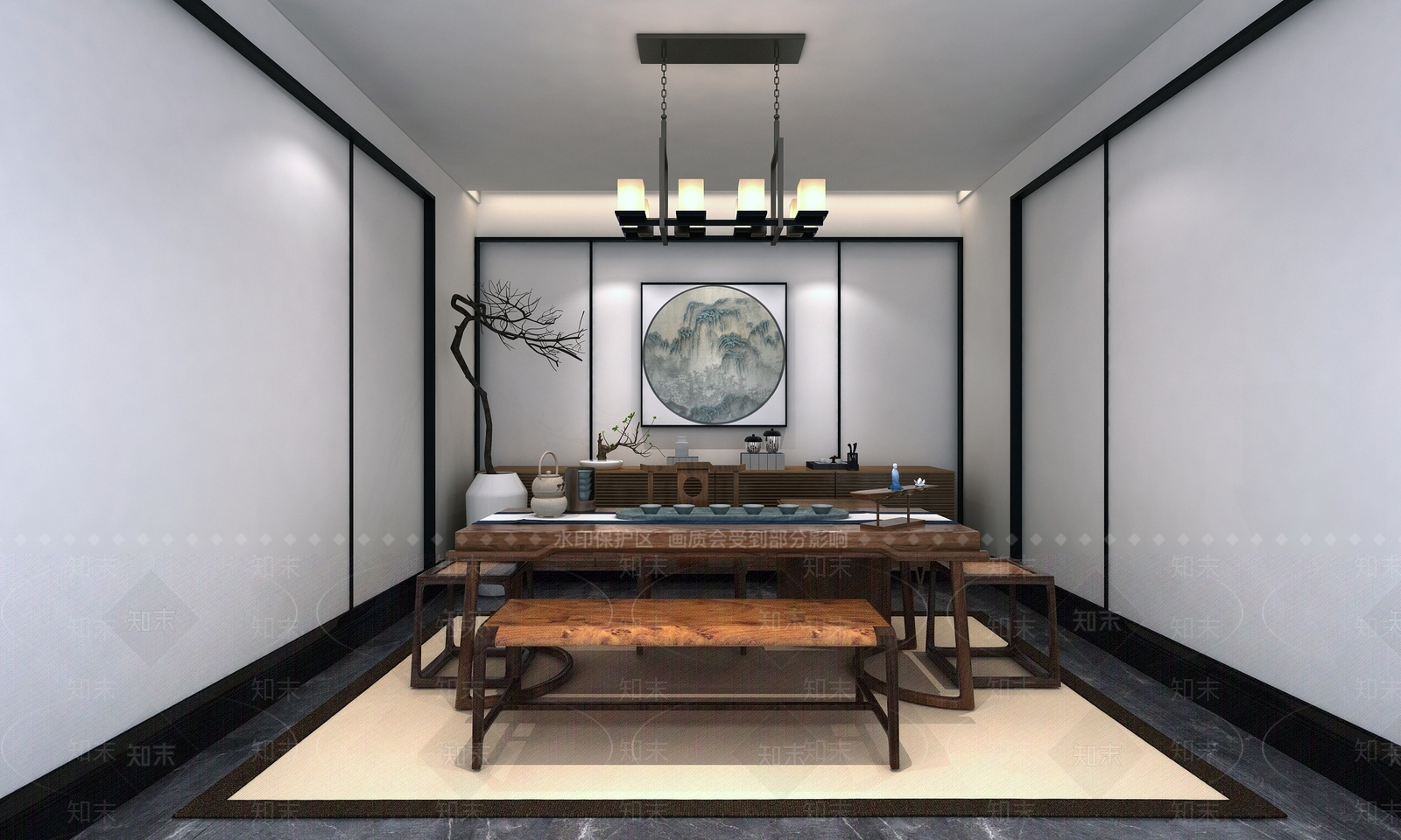 新中式茶馆3D模型下载【ID:1128195713】