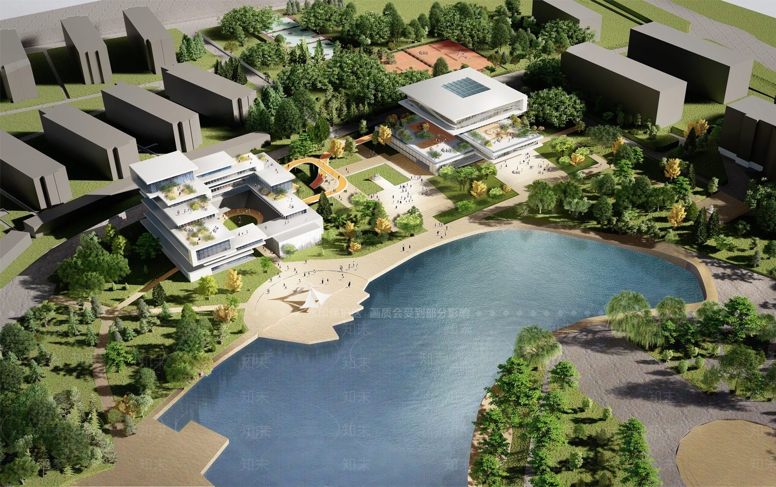 现代图书馆建筑SU模型下载【ID:1128198697】
