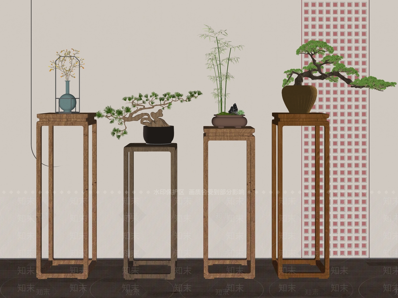 新中式花几SU模型下载【ID:1128199437】