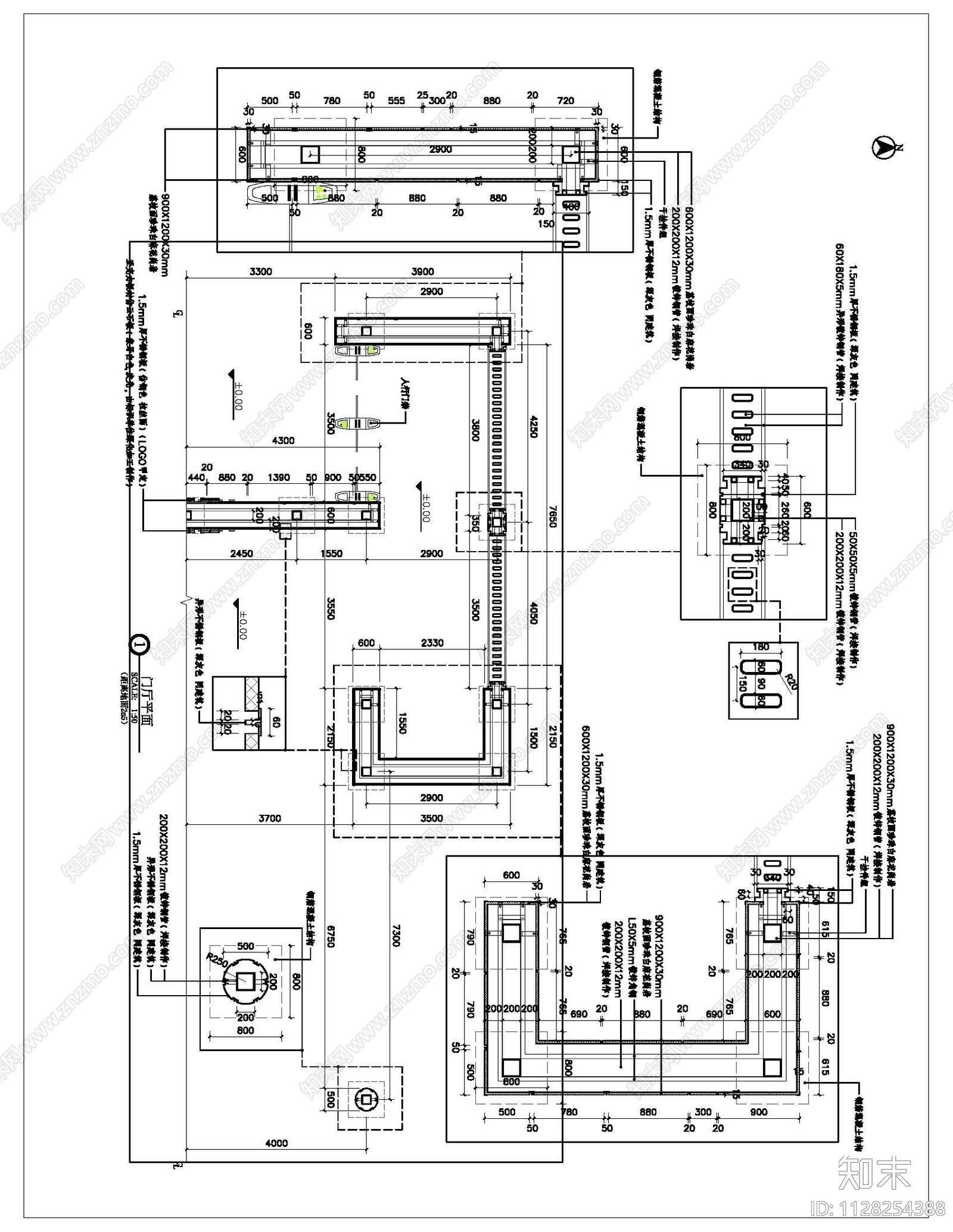 商品房地产门厅cad施工图下载【ID:1128254388】