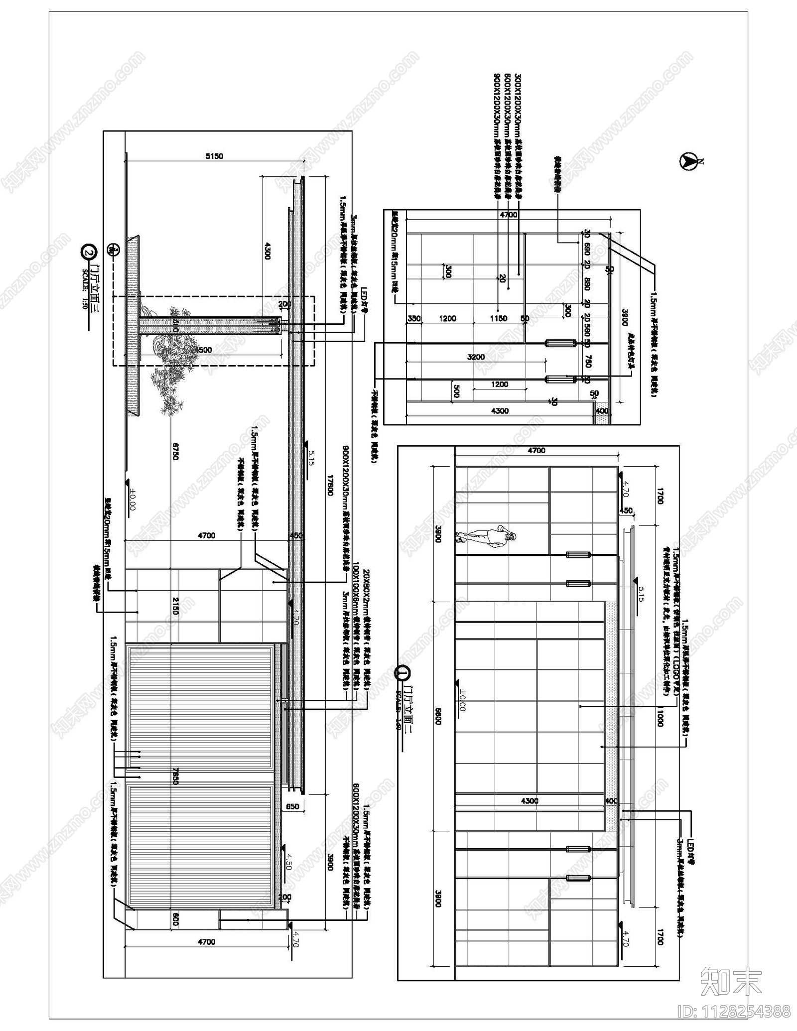 商品房地产门厅cad施工图下载【ID:1128254388】