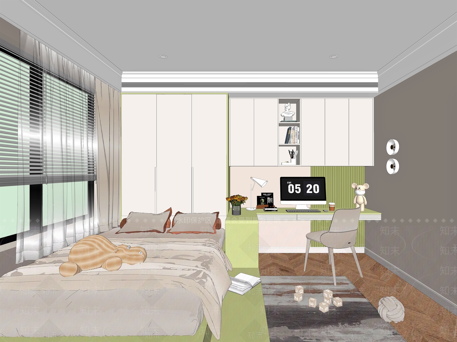 现代榻榻米卧室SU模型下载【ID:1128202535】